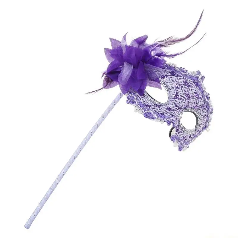 

31BF Masquerade Mask With Feathered Masquerade Half Face Mask for Women Masquerade Proms Halloween Cosplay Parties