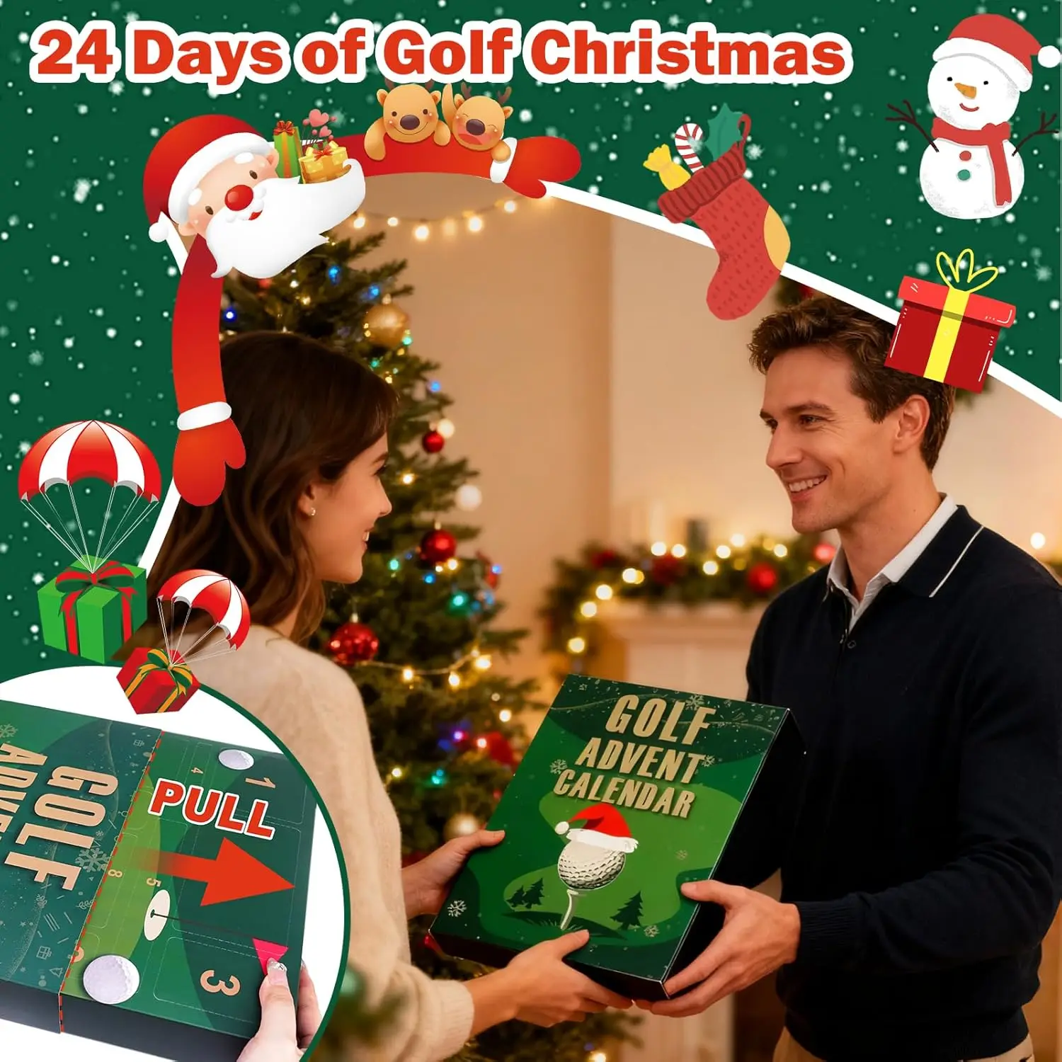

2026 Christmas Golf Advent Calendar Gift Box 24 days countdown To Christmas Golf Themed Set for Men Women gift