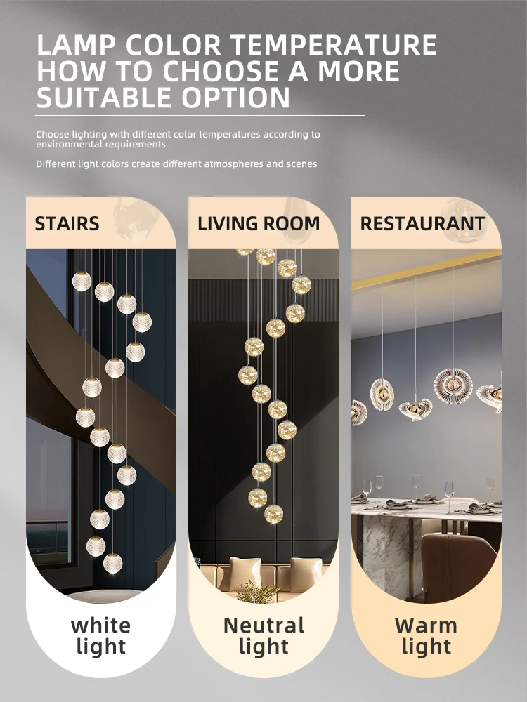 Imagem -02 - Modern Long Staircase Chandelier Modern Pendant Light Sala de Estar Sala de Jantar Villa Led de Teto Alto