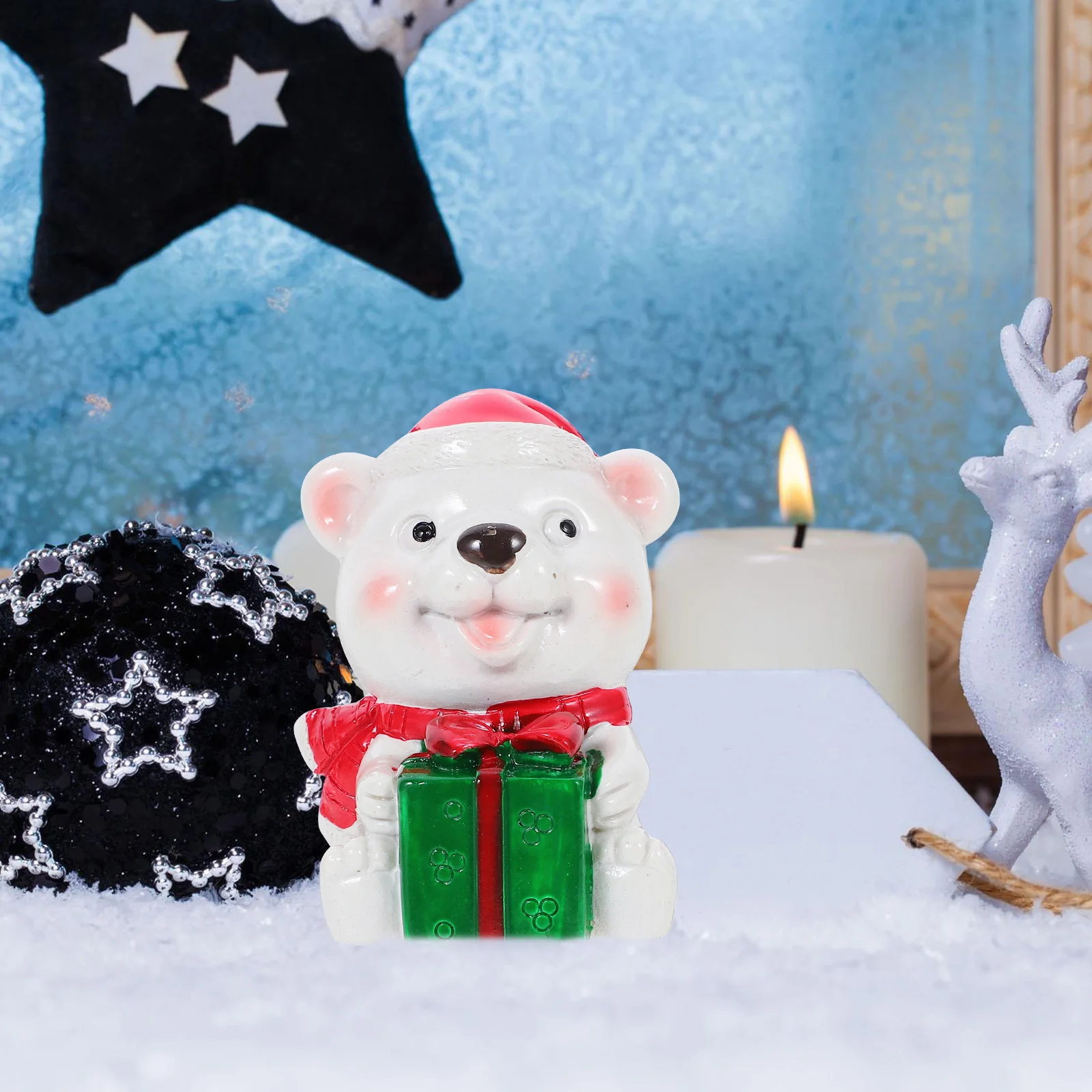 

Christmas Resin Bear Statue Durable Xmas Decor Indoor Outdoor Garden Landscape Decoration Xmas Themed Ornament