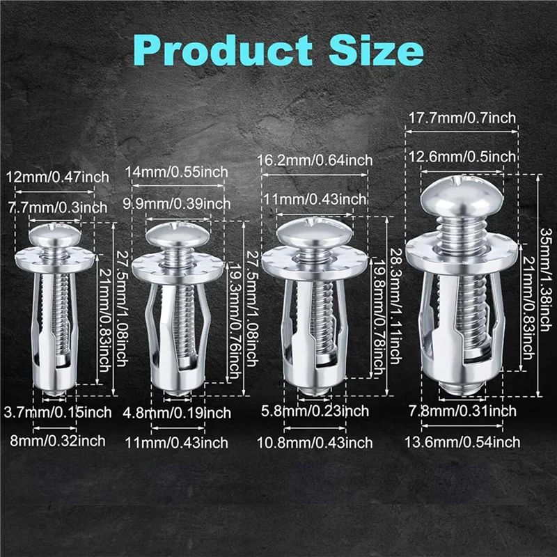 

【Berserkk】160Pcs M 4 M5 M6 M8 Petal Nuts,Expansion Screw Jack Nut,For Hollow Wall Iron Plastic Polywoodpressboard Hardboard Silv