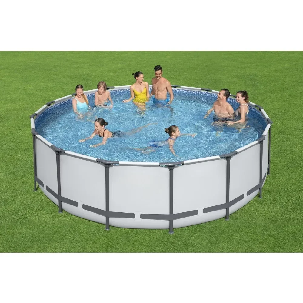 

16 Foot X 48 Inch Round Metal Frame Above Ground Swimming Pool Set with 1,000 Filter Pump, Outdoor Hot Tubs