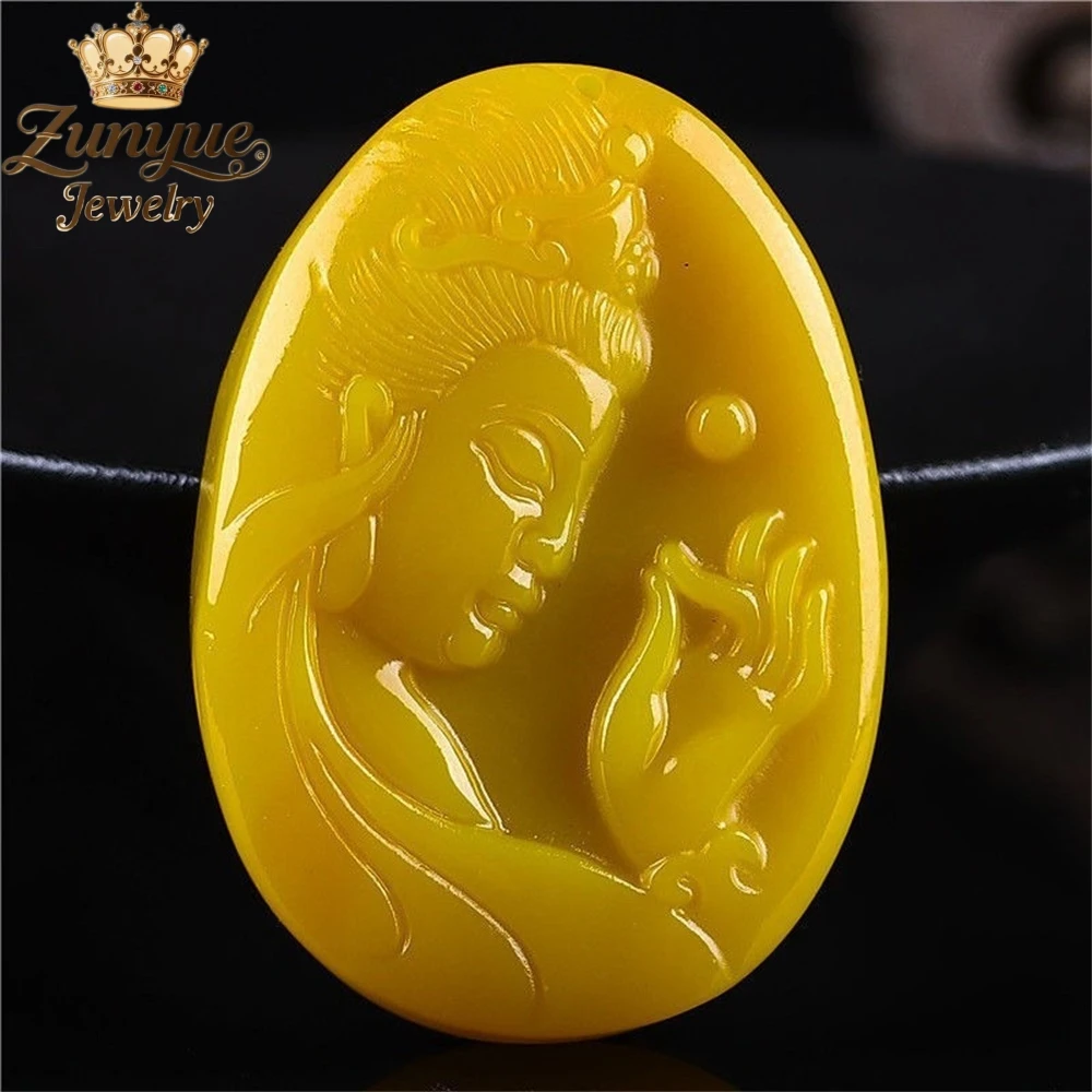 

Yellow Dragon Jade Profile Avalokitesvara Pendant Luxury Quality Jewelry Fashion Jewelry Exquisite Elegant Charms Popular Gift