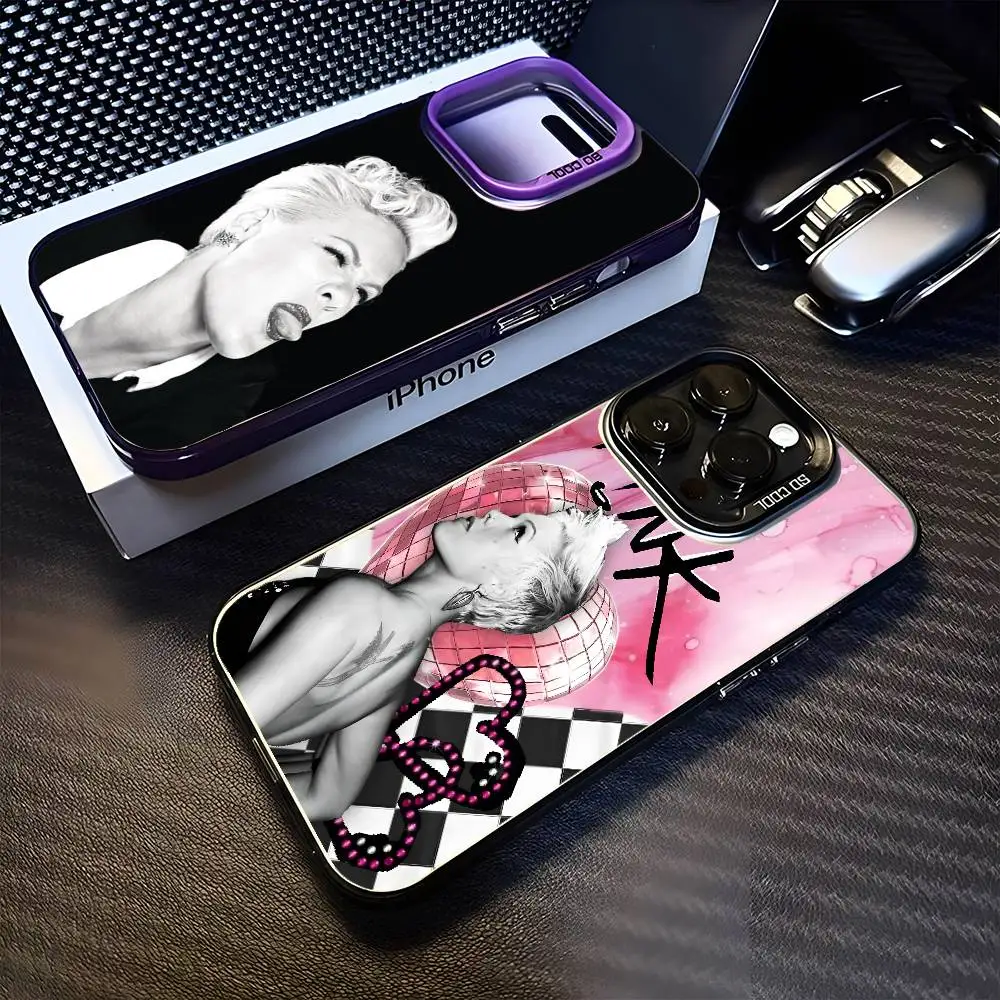 

Singer P-P!nk Phone Case For iPhone 16,15,14,13,12,11,Mini,Pro,MAX Purple Matte Shockproof Cover