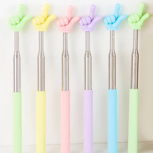 Imagen 2 del producto Simplicidad retráctil lindo puntero para profesor Color gelatina lindo acero inoxidable telescópico N puntero de mano de dedo de acero inoxidable