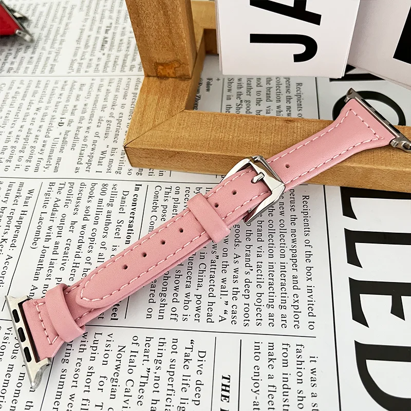 Fashion Hourglass PU Leather Strap Pin Buckle For Apple Watch Series 11 10 9 8 7 6 5 SE Ultra Fits 49-38mm Trendy Comfort Women