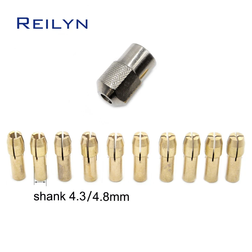 11pc Chuck Units Clamping Size 0.5-3.2 mm chuck shank size 4.3mm 4.8 mm Chuck for Electric grinder Engraving machine Tools