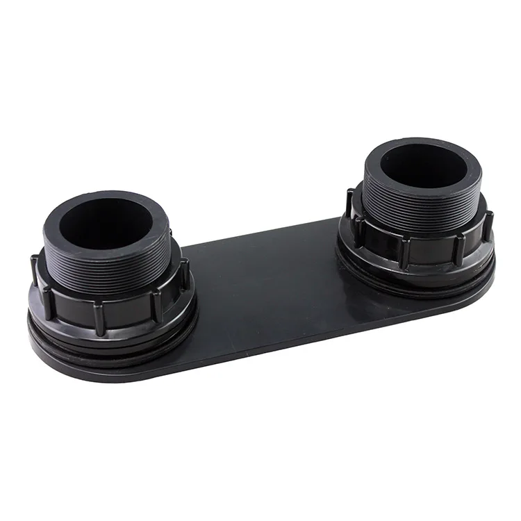 PP side outlet connector designed for swimming pool sand filter tanks requiring 1.5 inch or 2 inch pipe interface compatibility