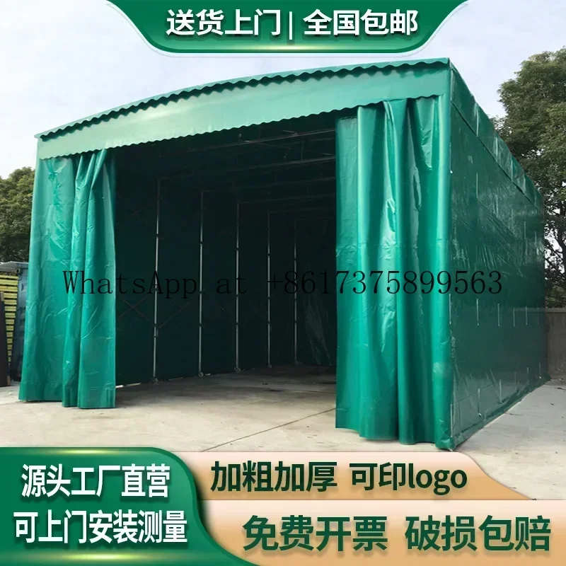 Large Outdoor Mobile Sliding Canopy Shed Retractable Sun Rain Shelter for Garden Patio Carport Outdoor Event Parking