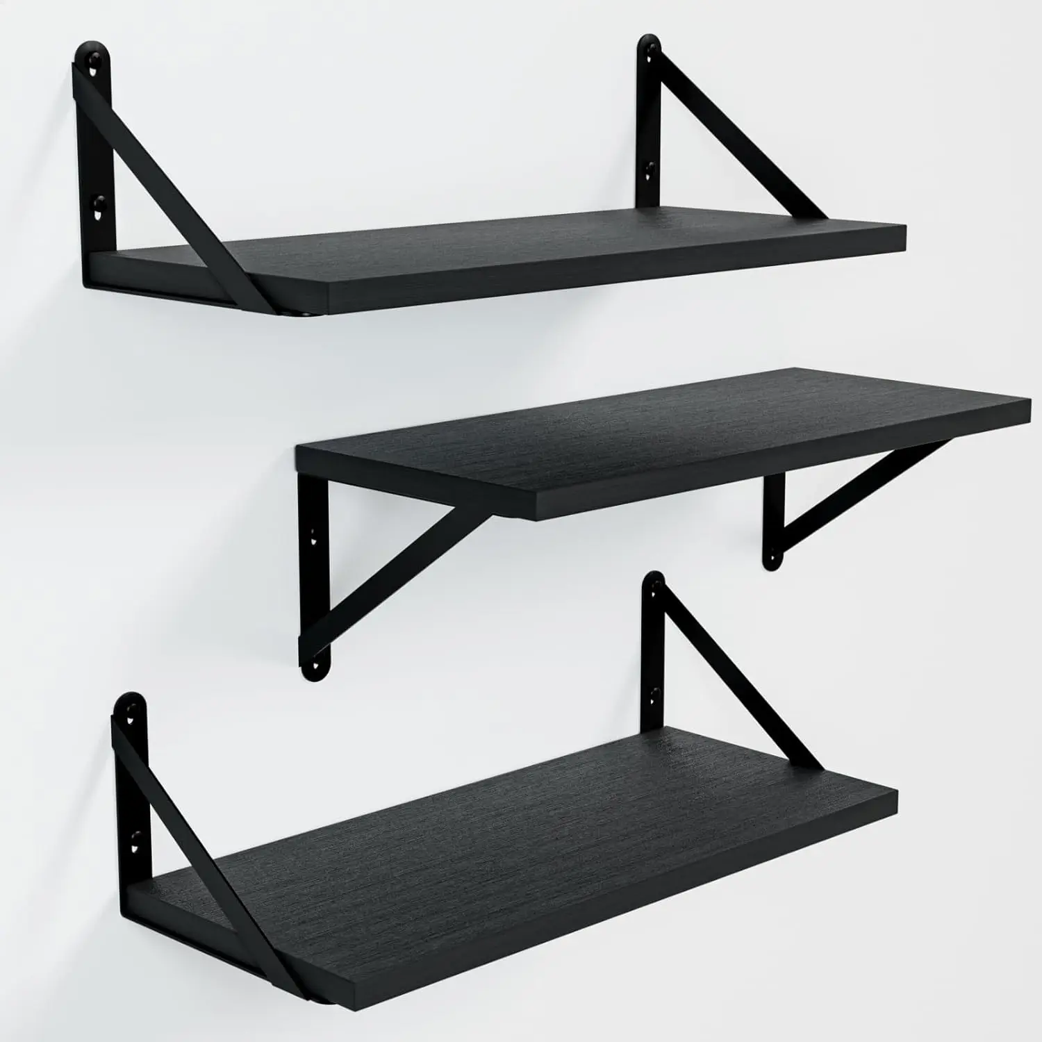 

Wall Shelves 7.3" Deep Set of 3, Solid Paulownia Wood Wider Longer Sturdy Easy to Install Wall Mounted Bookshelves Stor