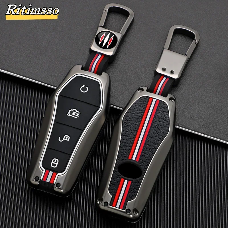 4 Buttons Zinc Alloy+Silica Gel Car Key Case for BYD Atto 3 Han EV Dolphin Remote Control Protect Cover Auto Car Accessories