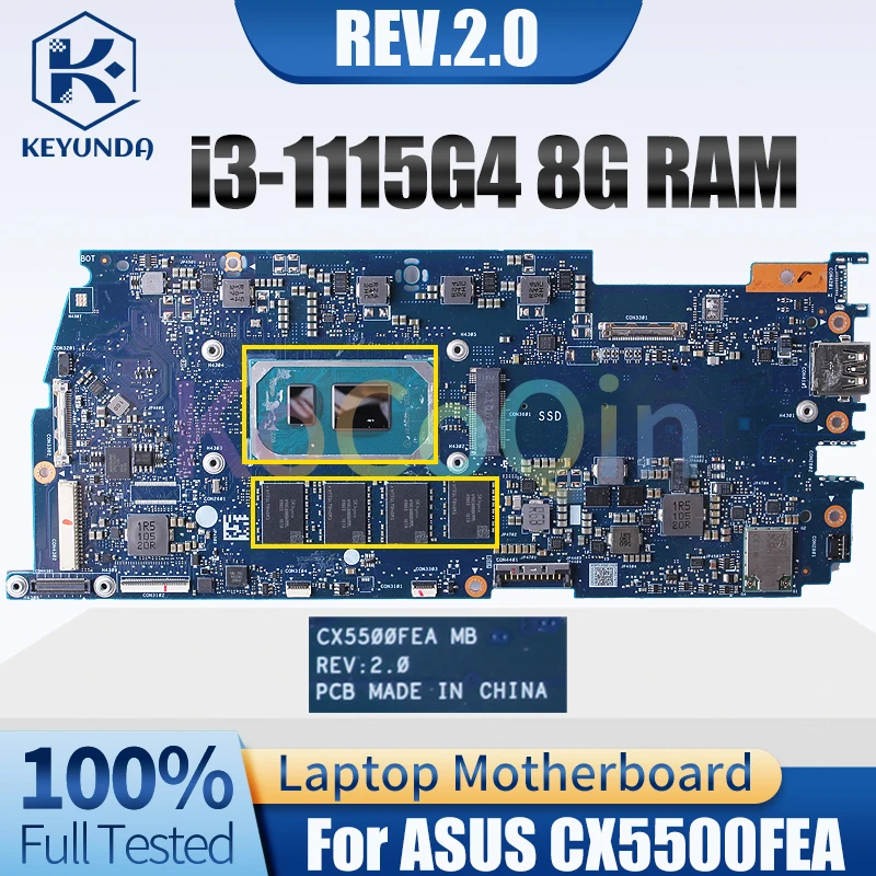 

REV.2.0 For ASUS UX562FA Notebook Mainboard SRK08 i3-1115G4 8G RAM 90NX0360-R00010 Laptop Motherboard Full Tested