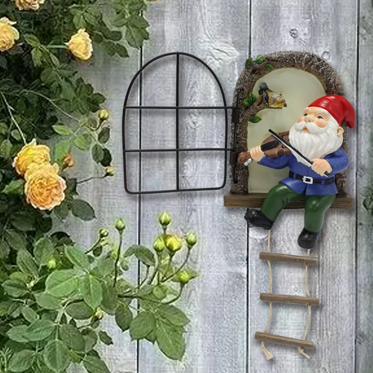 

‌Musical Gnome Garden Statue - Handmade Resin Ornament for Patio & Fairy Garden