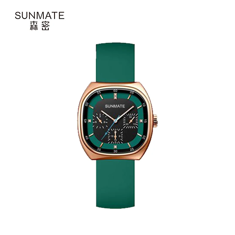 Hot Selling Women's Watch SUNMATE Brand Square Dial Silicone Strap Ladies Watch Elegant Quartz Casual Student Watch