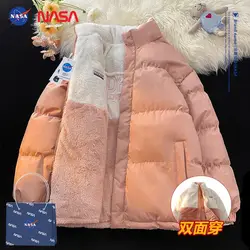 NASA cappotto imbottito invernale a doppia faccia amanti cappotto imbottito in lana di agnello giacca calda a doppia faccia imbottita da uomo e da donna