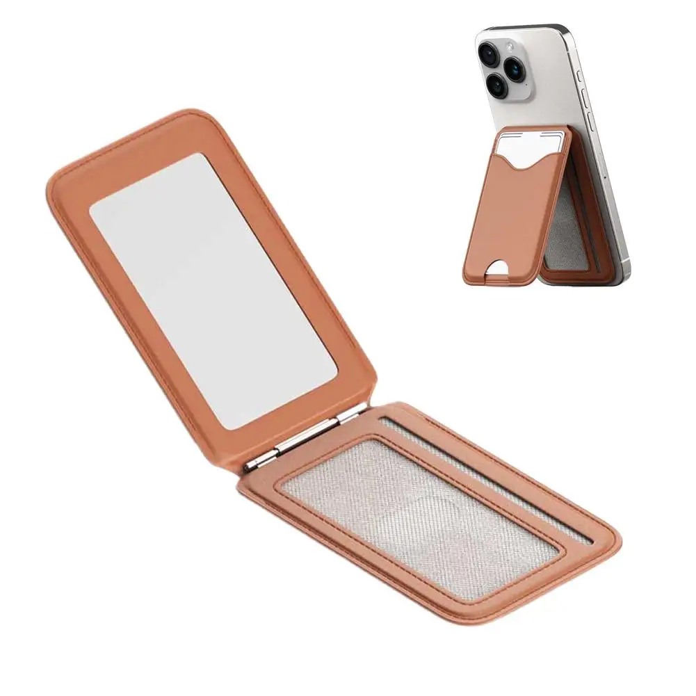 Magnetischer Kartenhalter-Ständer mit Spiegel, Verstellbarer Ständer, PU-Kartenhalter, Handyhalterung für iPhone 17 16 15 14 13 12 – Detail 27