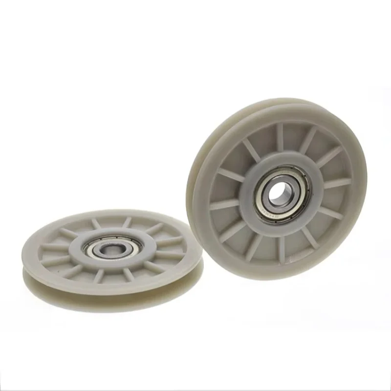 4Pcs 10x77x10mm bearing pulley 4mm overhead crane wheel elevator floor door hanging door wheel r2 grooved roller guide wheel - view 4