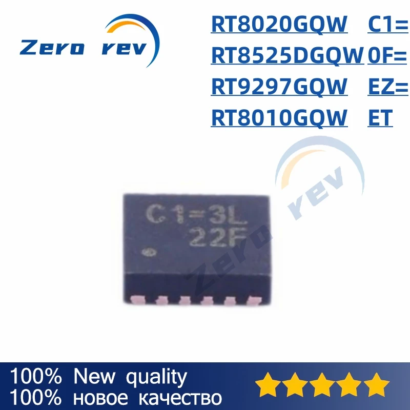 

5Pcs 100% New RT8020GQW C1= RT8525DGQW 0F= WDFN-12L RT9297GQW EZ= WDFN-10L RT8010GQW ET WDFN-6