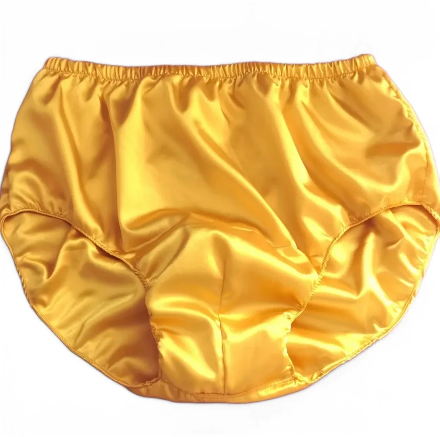 

Мужские глянцевые золотисто-желтые мягкие шелковистые на ощупь шелковистые трусы для живого шоу DJ Club, сексуальные костюмы для частной вечеринки