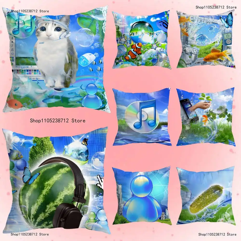 

Frutiger Aero Art Pillow Case Plush Pillow Cases Home Decoration Pillow Cover for Sofa Bed Chair Living Room