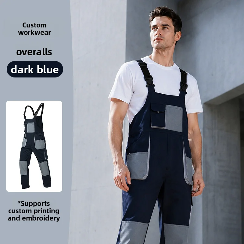 Factory Working Bib Overalls Faux Cotton Brushed Wearproof Men Women Multi Pocket Adjustable Shoulder Straps Overalls