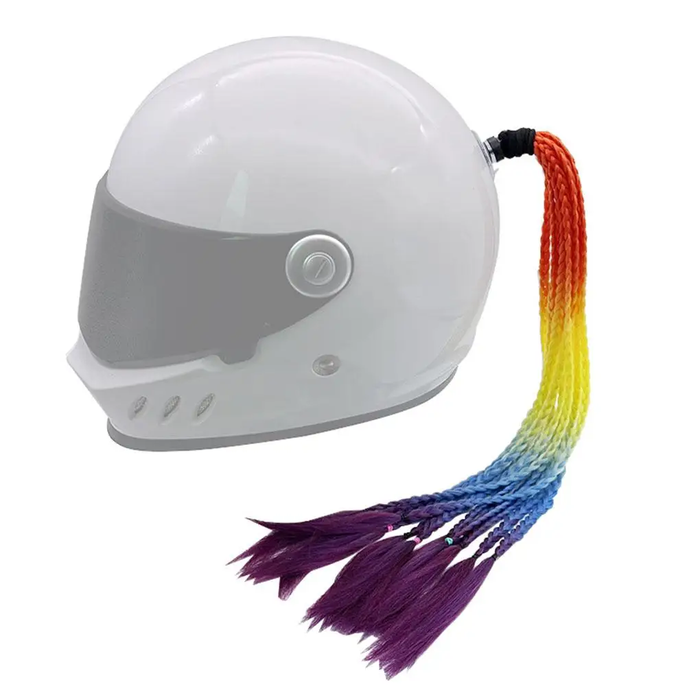 Motorcycle Helmet Braid Ponytail Balance Bicycle Riding Helmet Pigtails Braids Suction Cup Interesting Creative Decoration