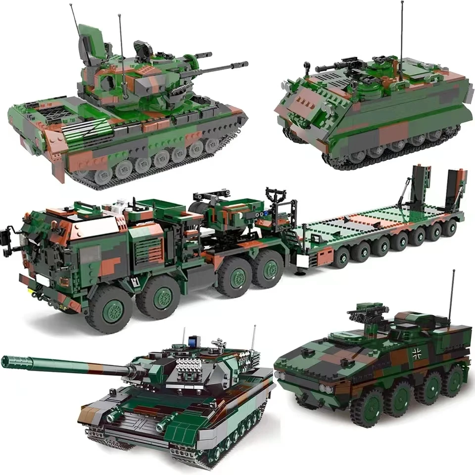 Military ww2 Cannon Assault Armored Vehicle Battle Tank Car Truck Army Weapon Building Blocks Sets Model Boys Toys for Kids Gift