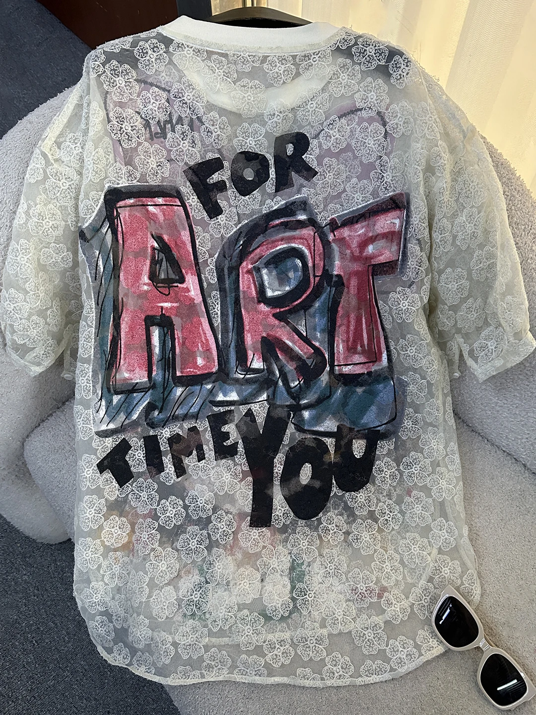 

2025 New Summer Sweet Sequins Cartoon Embroidery Loose Short Sleeve T-shirt All-match O-neck Casual Tees Mid-long Lace Tops