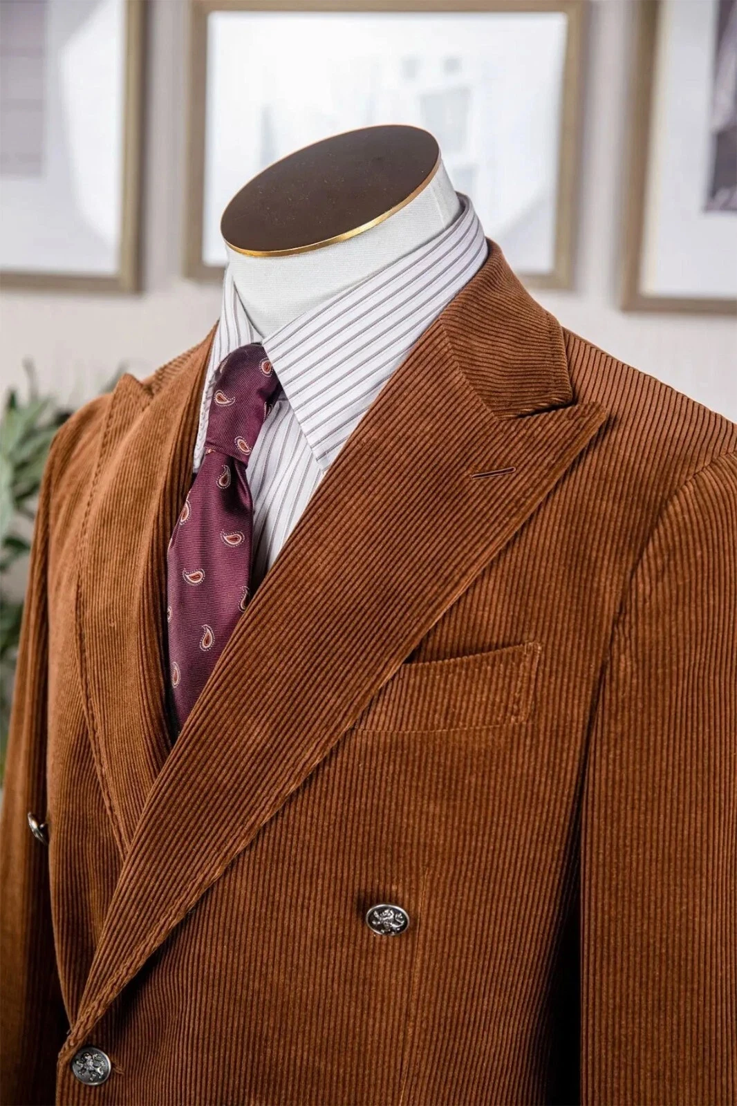 코듀로이 남성 정장 웨딩용 2피스 재킷 바지 정장 두꺼운 가을 겨울 상의 연회 비즈니스 오피스 남성 외투 맞춤 제작