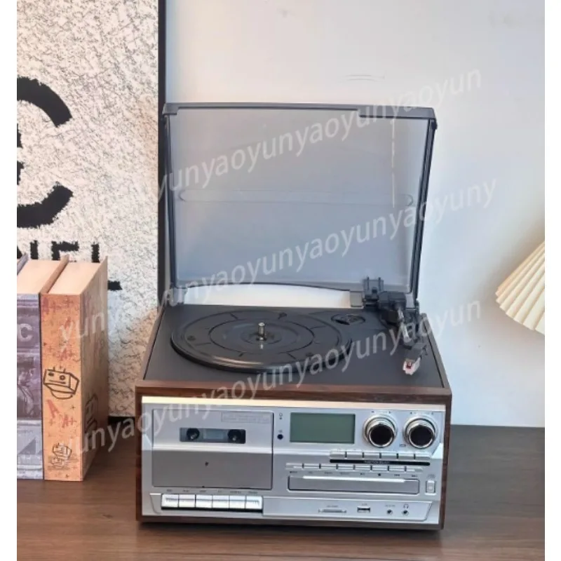 

Ретро-проигрыватель виниловых пластинок, CD-плеер, кассетный плеер, Bluetooth, со встроенным усилителем, США-Тайвань, легкий люкс, компактная электрическая стереосистема