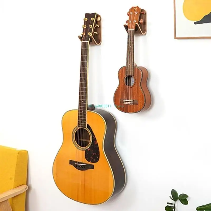 

T3LD Guitar Wall Hanger Guitar Wall Mount Hook Ukulele Hanger Wall Hook Holder Stand Hardwood Guitar Wall Mount Bracket