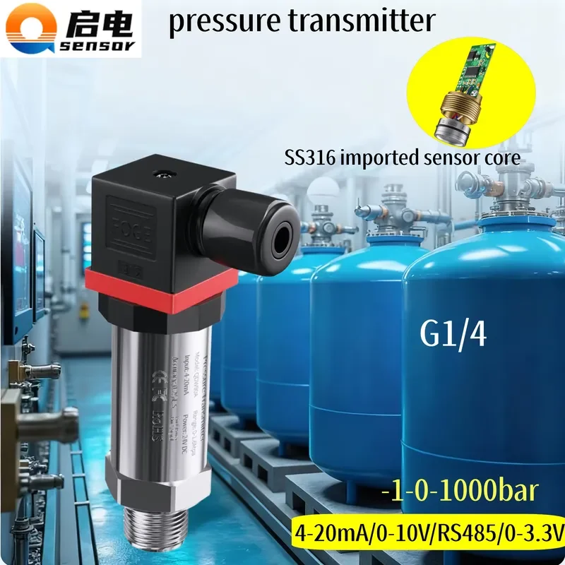 0.2bar 0.3bar 10bar 20bar 200bar Water Fuel Pressure Transducer G1/4 4-20mA RS485 0-10V Pressure Sensor 1.6Mpa 100psi