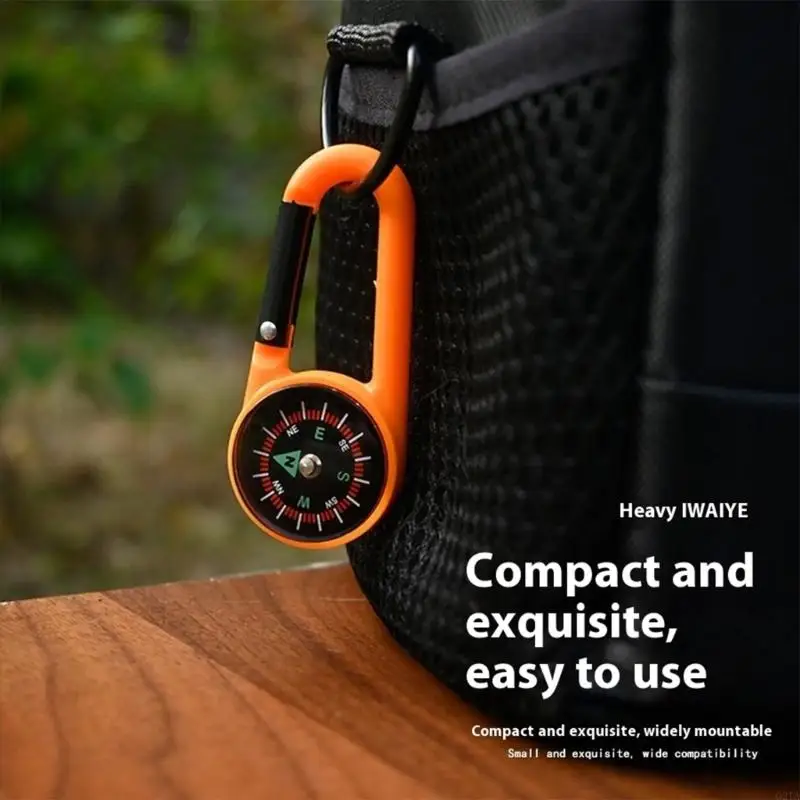 9pcs Outdoor Carabiner Compasses Pendant Keychain Pocket Compasses Portable Keychain Navigation Tool for Fishing Camping