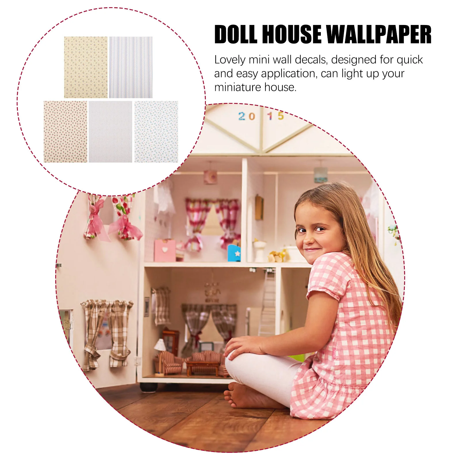 Wall Stickers for Kids House Wallpaper Toys Miniature Print Dollhouse Accessories