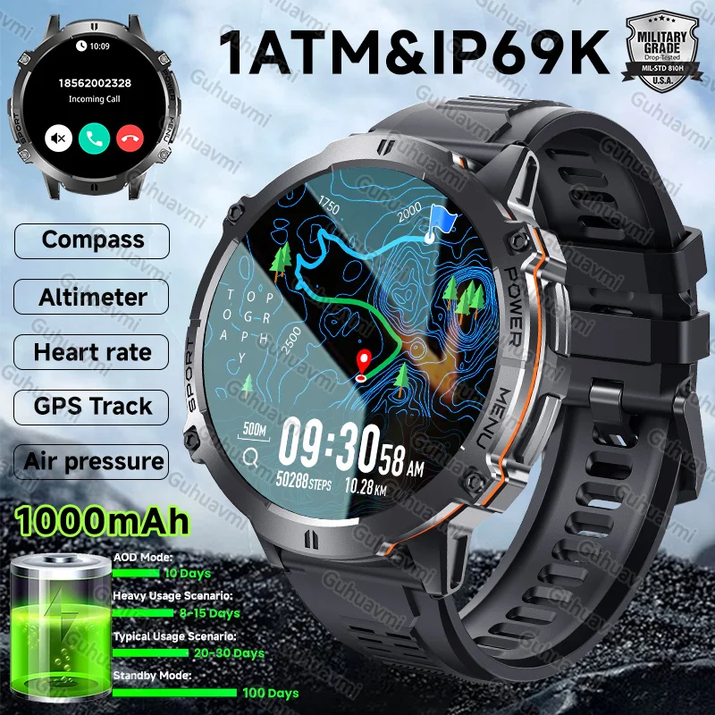 

2025 GUHUAVMI TANK X3 ULTRA 2 Smartwatch Bluetooth call 100 Day Standby GPS trajectory Compass 1ATM&IP69K Watch for Android iOS