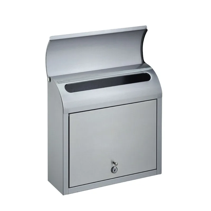 Household stainless steel mailbox, villa room wall-mounted mailbox with lock, large outdoor mailbox