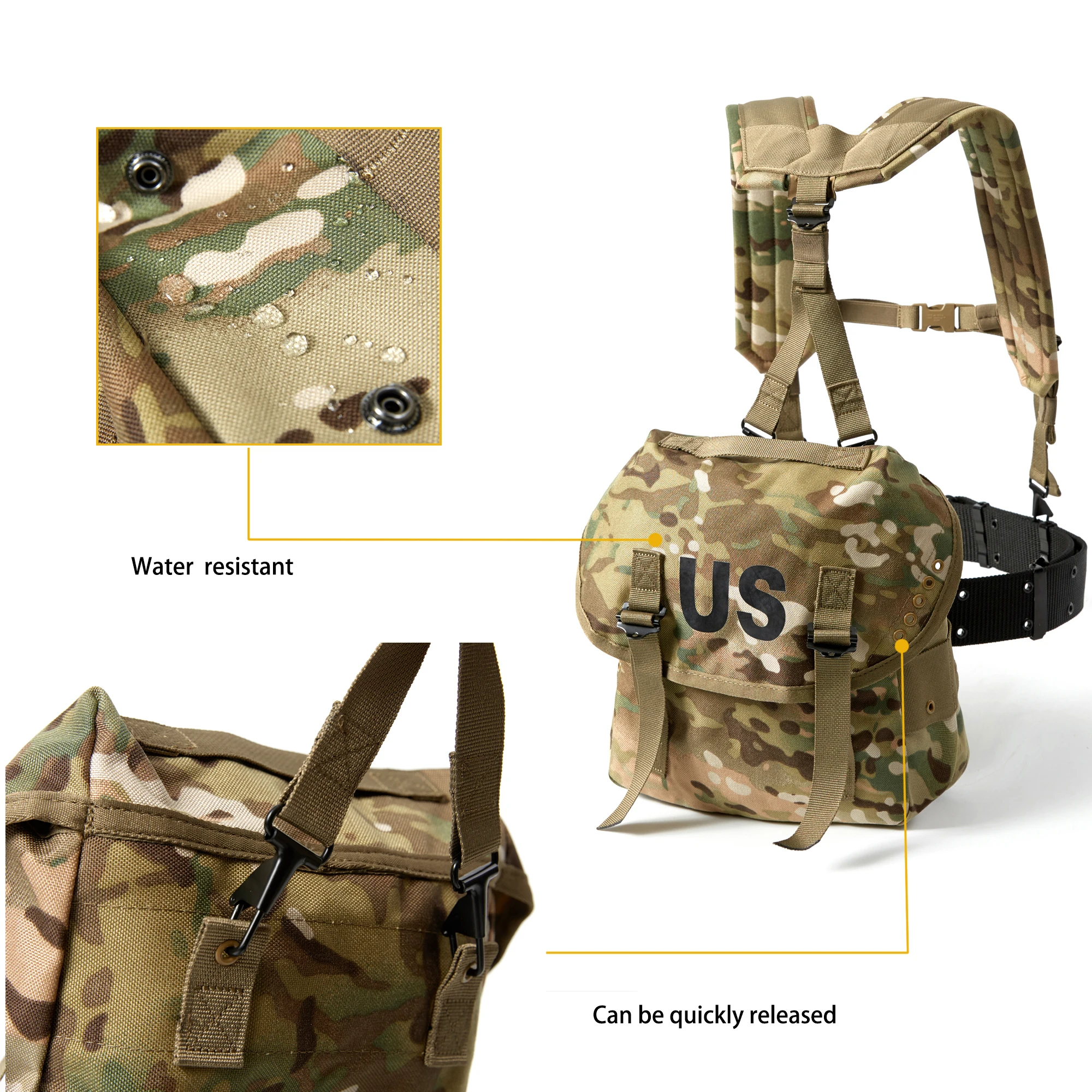 MT Multipurpose Military Alice Butt Pack Molle Webbing Sling Bag for Daily Commuter Backpack ALICE Yoke Rucksack Multicam