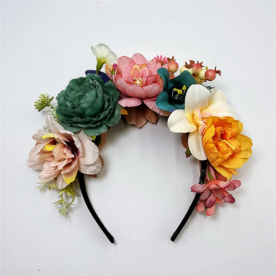 Nowa osobowość mody Boho Flower Crowns Opaska na głowę dla kobiet Faux Floral Hairband Wedding Art Photography Akcesoria do włosów