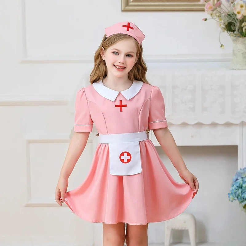

Pink Nurse Costume loween Parent-Child Role-plang Dr Children's Dr-Up Skirt Adult Pure Desire Medical orm