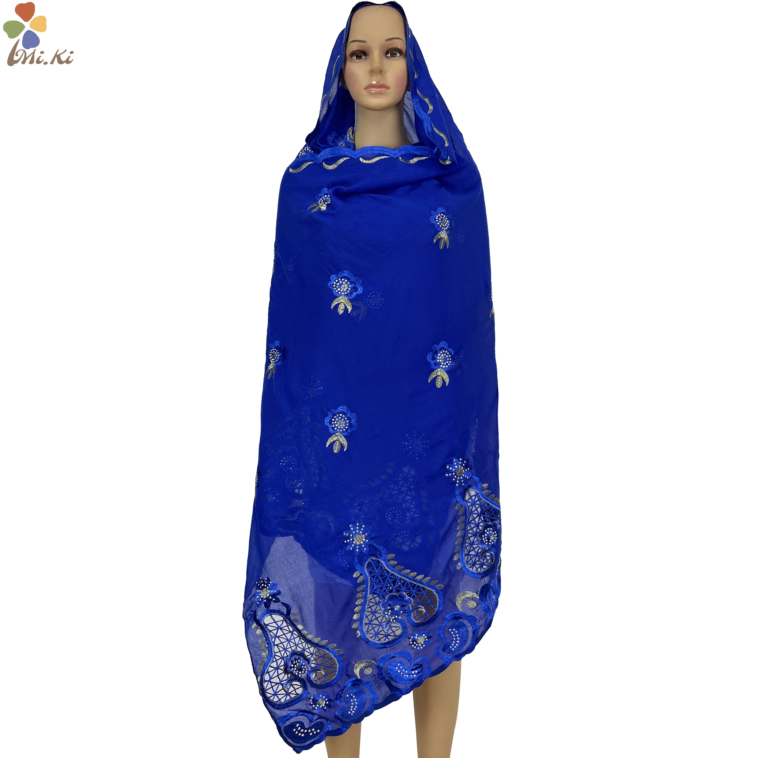 2022 New African ladies summer outdoor embroidered Cotton scarf shawl, fashionable casual diamond scarf-style headscarf