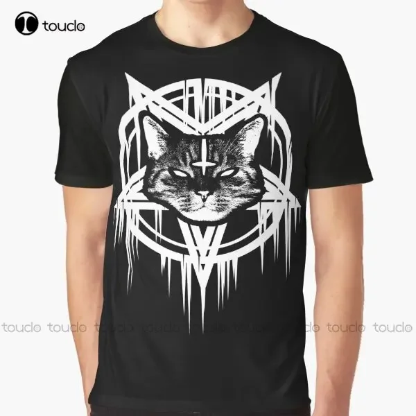 Satanic Black Metal Cat Catan 666 Graphic T-Shirt 90S Shirt Digital Printing Tee Shirts Christmas Gift New Popular Xxs-5Xl