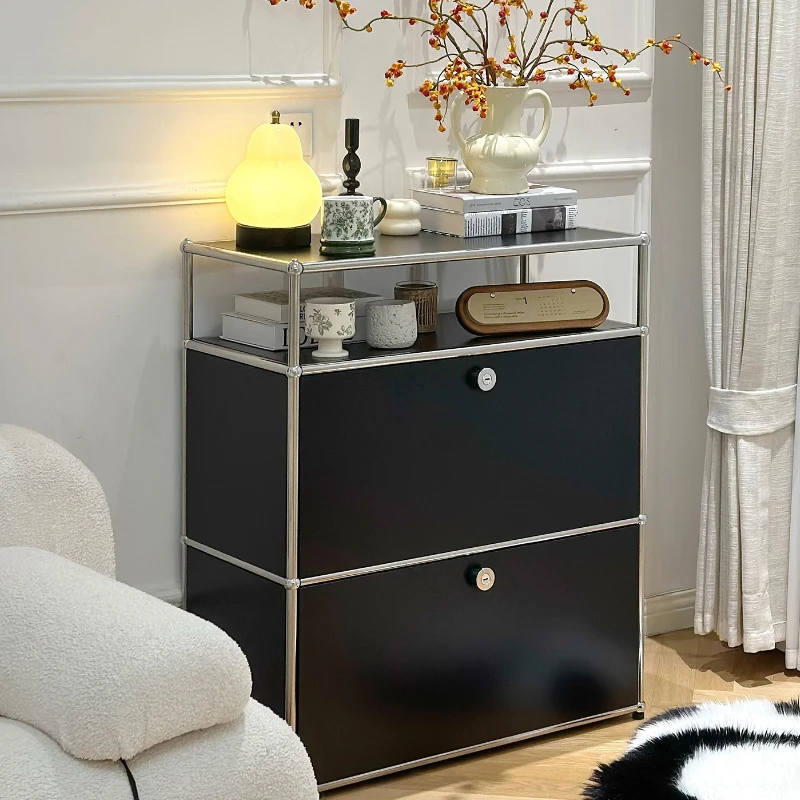 Rust steel dining side living room against the wall module combination storage coffee