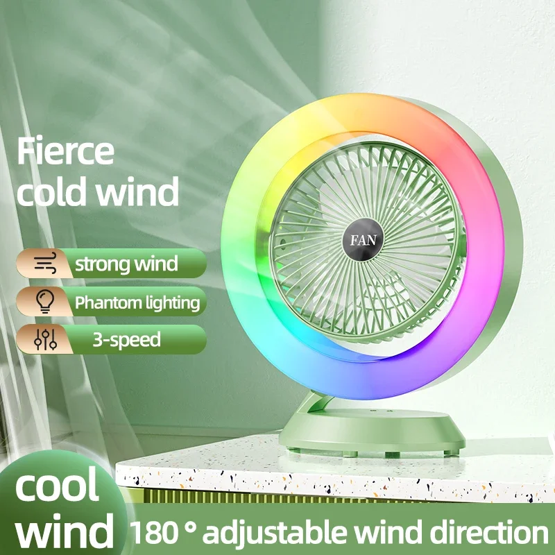 

Красочный настольный вентилятор RGB: Шепот — тихая, повышающая мощность ветра в компактном дизайне. Невероятный выбор для личного крута
