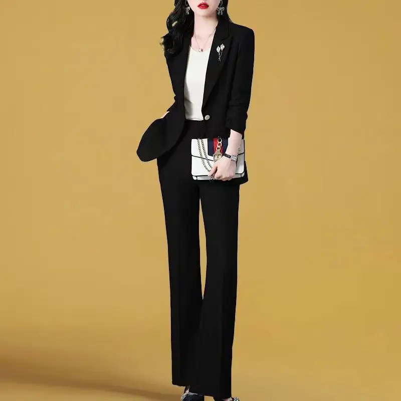 2023 Spring New Thin Jacket Casual Trousers Two-piece Elegant Women Pants Suit Manager Office Outfits Fashion Blazer