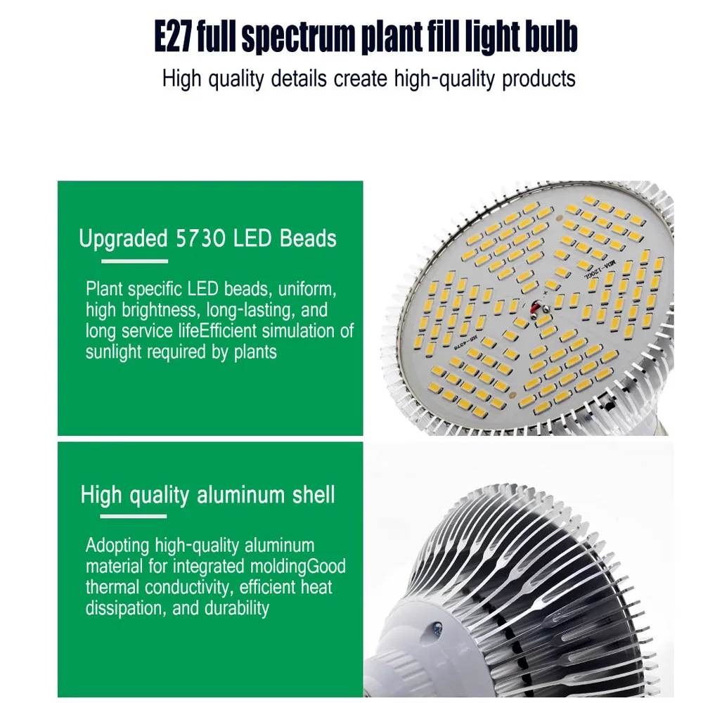 LED Plant 85-265V Growth Lamp Supplementary Light Greenhouse And E27 Full Spectrum Succulent Light Bulb Imitation Of Sun