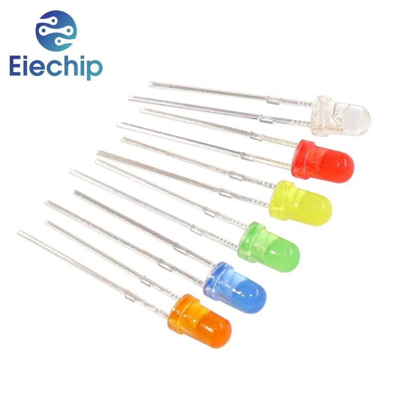 60pcs/lot Led Diodes Kit 3mm 6 Values *10PCS LEDs set,White Red Yellow Blue Green Orange F3 LED Lights Diodes Electronic Kit