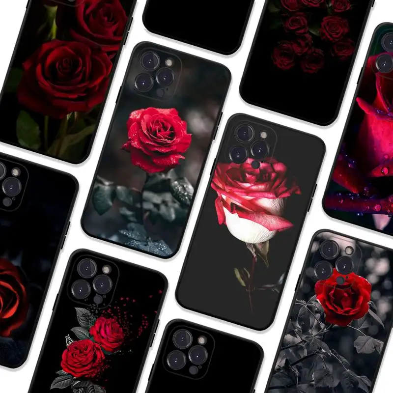 Bright Red Roses Flowers Phone Case For iPhone 8 7 6 6S Plus X SE 2020 XR XS 14 11 12 13 Mini Pro Max Mobile Case