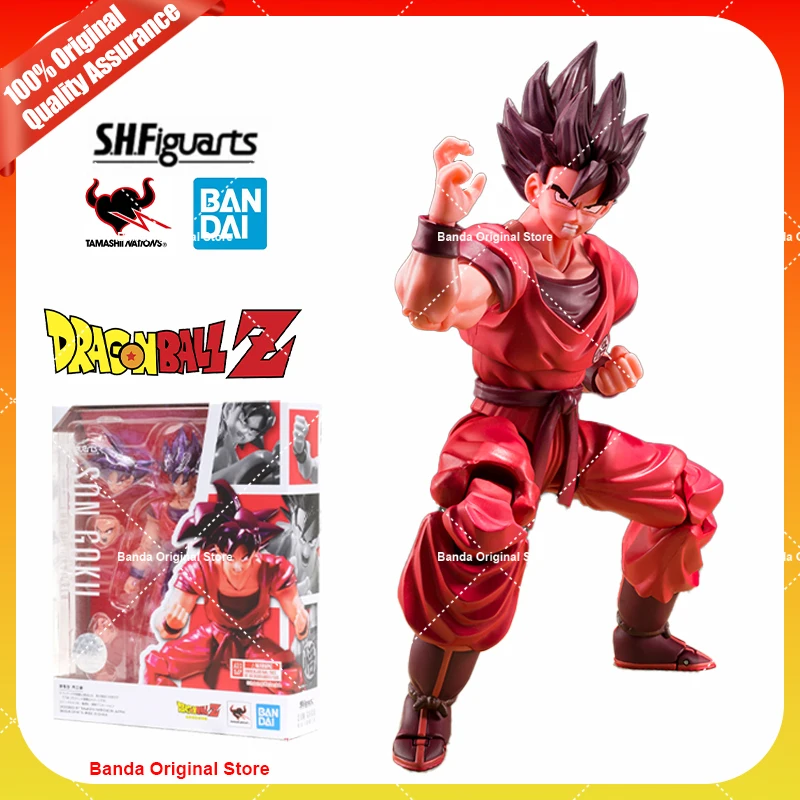 100% Original Bandai Shf Dragon Ball S.H.Figuarts Son Goku Goku Kaioken 180000 combat power Anime Action Collection Figure Model