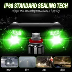 Bayerley Lemon Green blue yellow Car LED Headlight LED Fog Motorcycle Headlight 9905 9006 H7 H8 H9 H11 H16 50W Car Fog Lamp