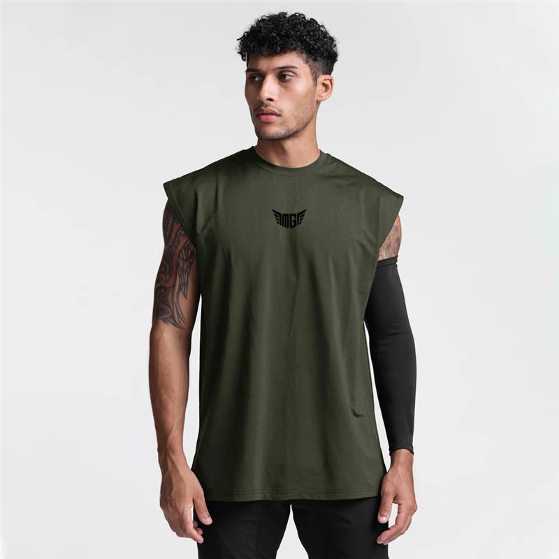 Men Loose Sleeveless Tank Top Polyester Quick Dry Mesh Gym Workouts Bodybuilding Fitness Vests O-Neck Summer Sports Training Tee 5